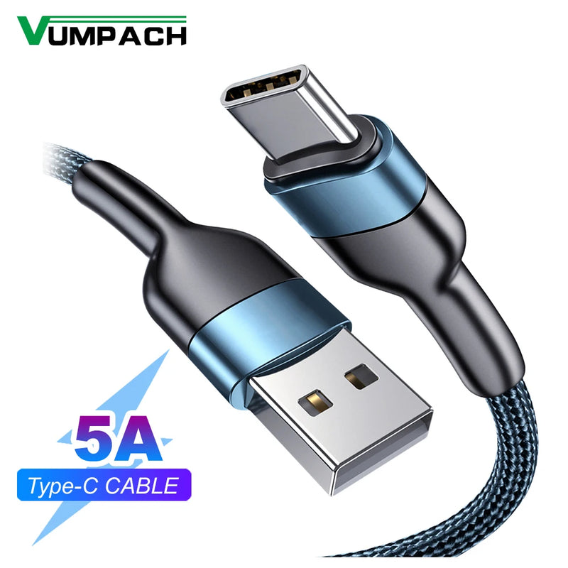 Cabo de Carregamento Rápido USB-A para Type-C