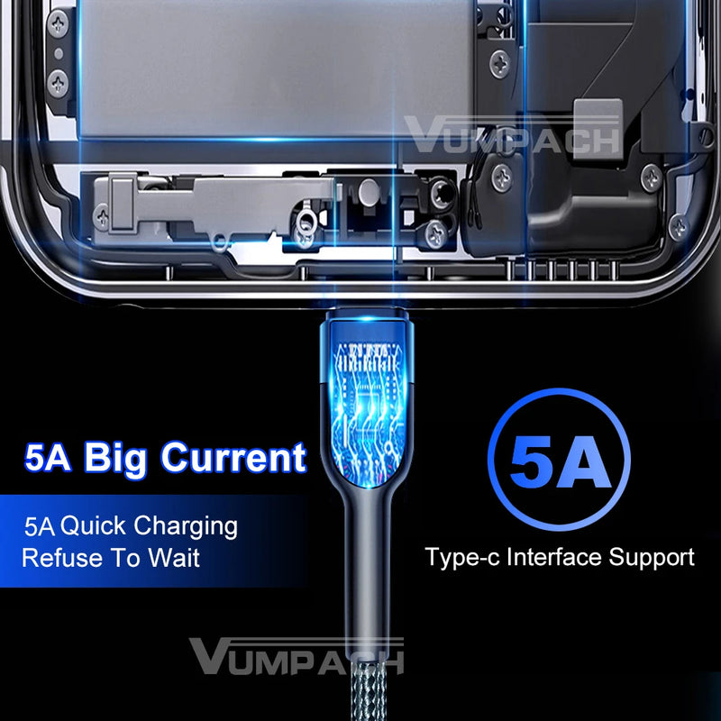 Cabo de Carregamento Rápido USB-A para Type-C