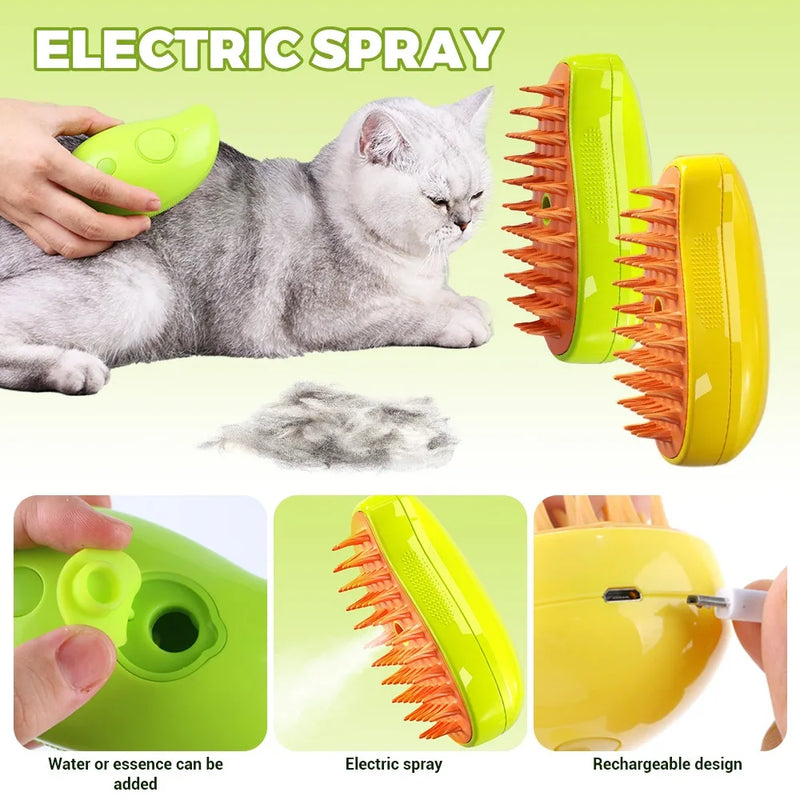 Escova de Vapor Steamy Cat – Higiene, Conforto e Bem-Estar para Seu Gato!